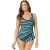Swimsuits For All Sarong Front One Piece Swimsuit In Blue