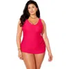 Swimsuits For All Sarong Front One Piece Swimsuit In Pink