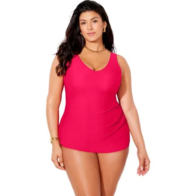 Swimsuits For All Sarong Front One Piece Swimsuit In Pink
