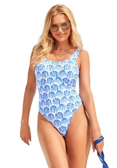 Swimsuits For All Scoop Back One Piece In Blue