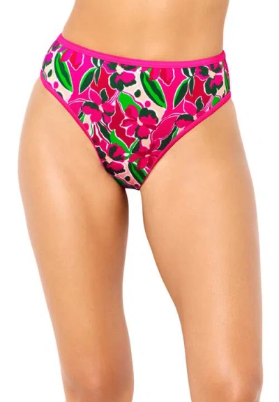 Swimsuits For All Shimmer Contrast Trim High Waist Swim Brief In Multi