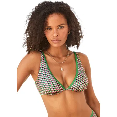 Swimsuits For All Shimmer Contrast Trim Underwire Bikini Top In Multi