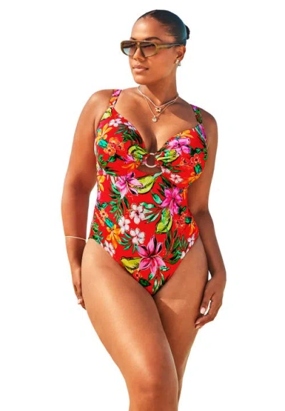 Swimsuits For All Shimmer Ring Underwire One Piece Swimsuit In Multi