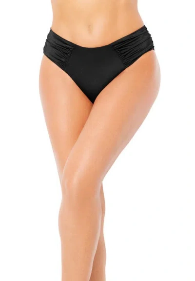 Swimsuits For All Shimmer Side Ruched Swim Brief In Black