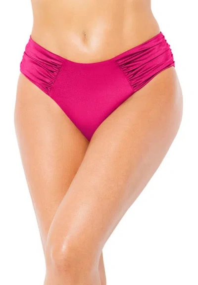 Swimsuits For All Shimmer Side Ruched Swim Brief In Pink