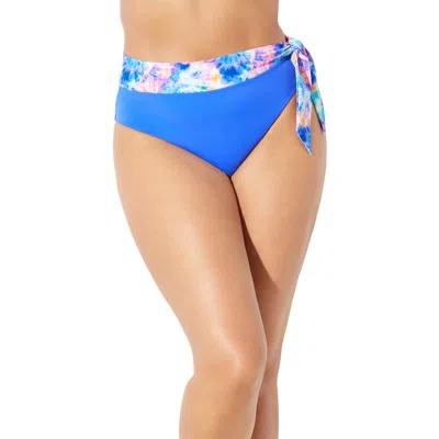 Swimsuits For All Shirred High Waist Bikini Bottom In Blue
