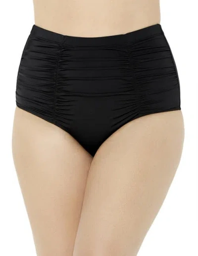 Swimsuits For All Shirred High Waist Swim Brief In Black