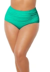 Swimsuits For All Shirred High Waist Swim Brief In Green