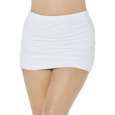 Swimsuits For All Shirred High Waist Swim Skirt In White