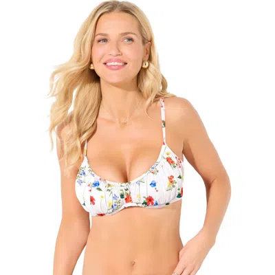 Swimsuits For All Shirred Scoop Underwire Bikini Top In Neutral
