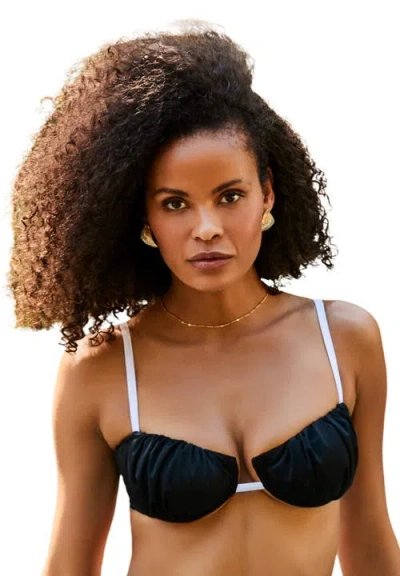 Swimsuits For All Shirred Underwire Bikini Top In Black