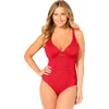 Swimsuits For All Shirred Underwire One Piece Swimsuit In Red