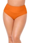 Swimsuits For All Side Knot Drape Overlay High Waist Bikini Brief In Orange