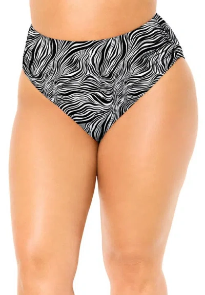 Swimsuits For All Side Shirred High Waist Swim Brief In Multi
