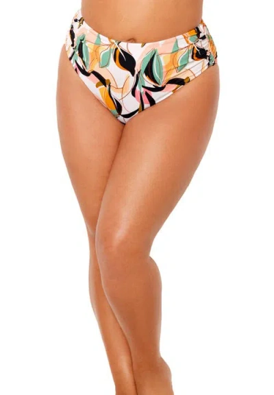 Swimsuits For All Side Shirred High Waist Swim Brief In Multi