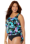 Swimsuits For All Side Tie Blouson Tankini Top In Black