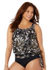 Swimsuits For All Side Tie Blouson Tankini Top In Black