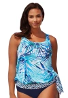 Swimsuits For All Side Tie Blouson Tankini Top In Blue