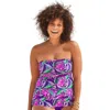 Swimsuits For All Smocked Bandeau Tankini Top In Multi