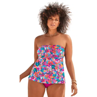 Swimsuits For All Smocked Bandeau Tankini Top In Multi