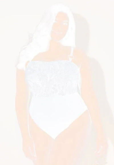 Swimsuits For All Smocked Ring Strap One Piece Swimsuit In White