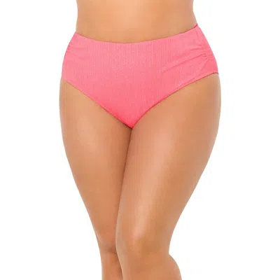 Swimsuits For All Sparkle Ribbed Shirred High Waist Swim Brief In Multi