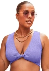 Swimsuits For All Sparkle Ribbed Twist Front Crop Top In Purple