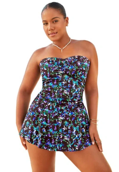 Swimsuits For All Sweetheart Ruffle Bandeau Swimdress In Multi