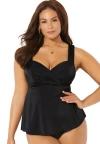 Swimsuits For All Sweetheart Wrap Tankini Top In Black