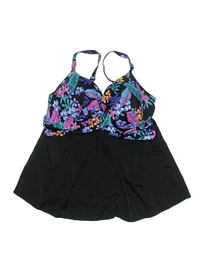 Pre-owned Swimsuits For All Swimsuit Top Black Floral Pattern Swimwear