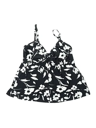 Pre-owned Swimsuits For All Swimsuit Top Black Floral Pattern Swimwear