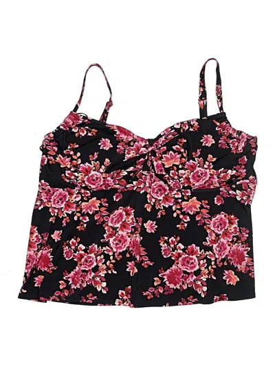 Pre-owned Swimsuits For All Swimsuit Top Black Floral Pattern Swimwear