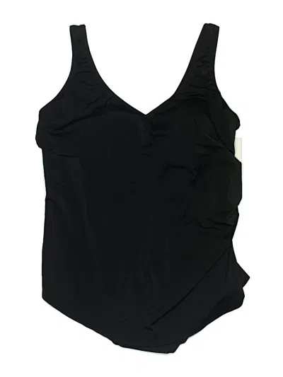 Pre-owned Swimsuits For All Swimsuit Top Black Solid Pattern Swimwear