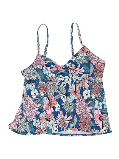 Pre-owned Swimsuits For All Swimsuit Top Blue Floral Pattern Swimwear