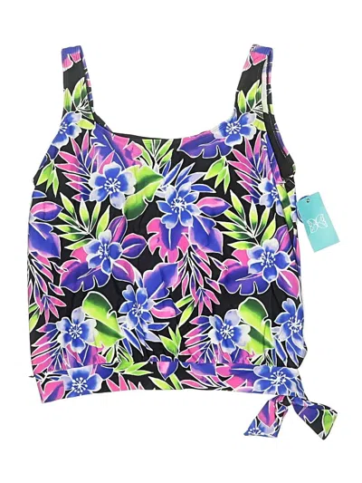 Pre-owned Swimsuits For All Swimsuit Top Blue Floral Pattern Swimwear