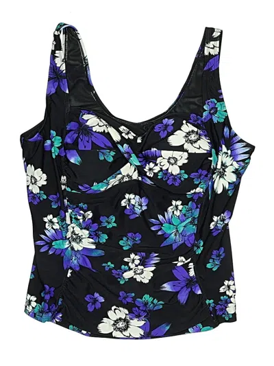 Pre-owned Swimsuits For All Swimsuit Top Blue Floral Pattern Swimwear