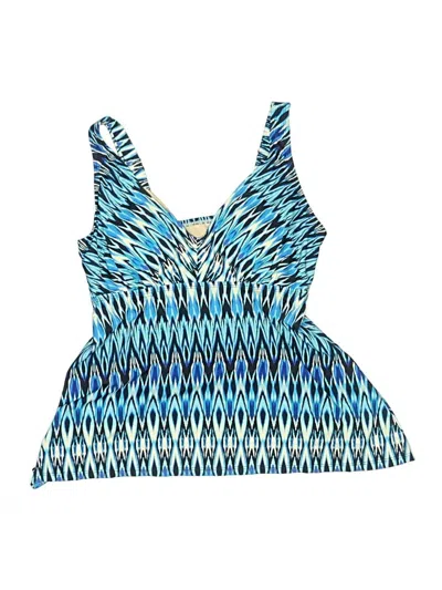 Swimsuits For All Swimsuit Top Blue Print Pattern Swimwear