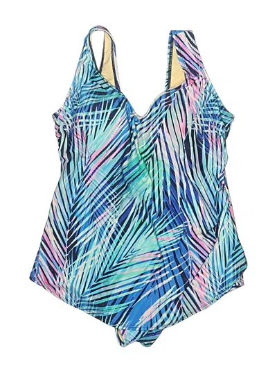 Pre-owned Swimsuits For All Swimsuit Top Blue Print Pattern Swimwear