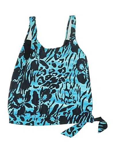 Pre-owned Swimsuits For All Swimsuit Top Blue Print Pattern Swimwear