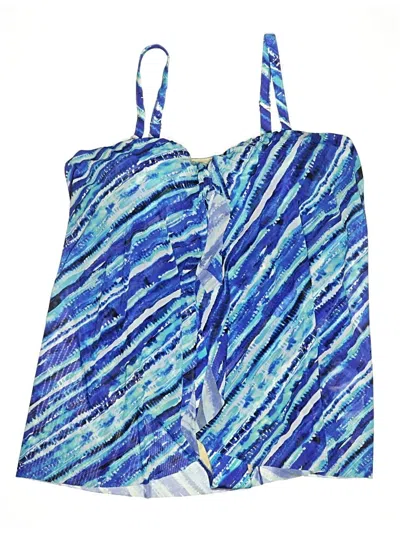 Pre-owned Swimsuits For All Swimsuit Top Blue Print Pattern Swimwear