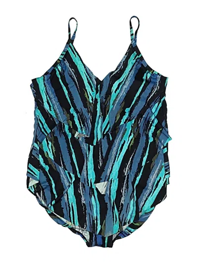 Pre-owned Swimsuits For All Swimsuit Top Blue Print Pattern Swimwear