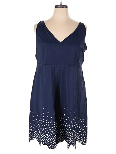 Pre-owned Swimsuits For All Swimsuit Top Blue Stars Pattern V Neck Swimwear