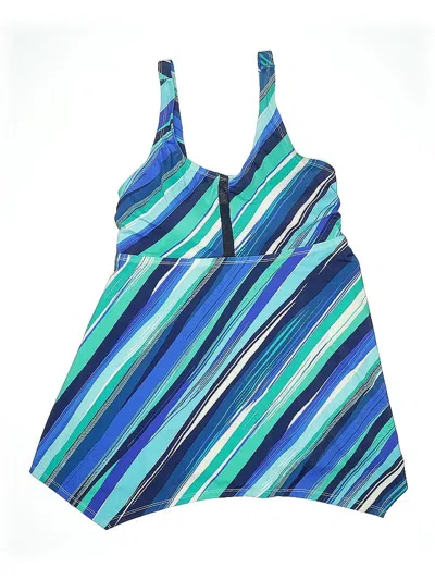 Pre-owned Swimsuits For All Swimsuit Top Blue Stripes Pattern Swimwear