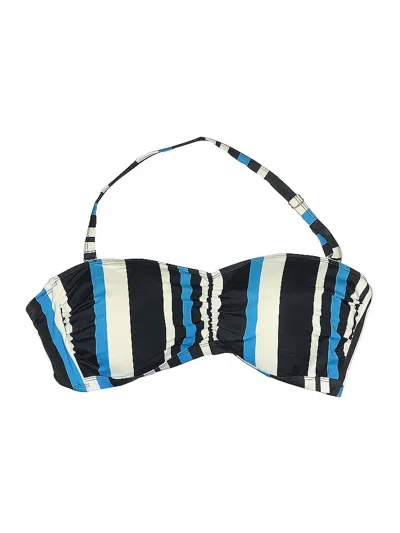 Pre-owned Swimsuits For All Swimsuit Top Blue Stripes Pattern Swimwear