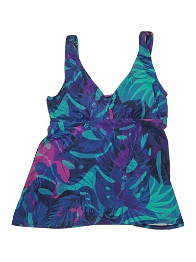 Pre-owned Swimsuits For All Swimsuit Top Blue Tropical Pattern Swimwear