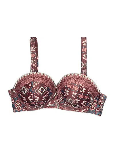 Pre-owned Swimsuits For All Swimsuit Top Burgundy Swimwear