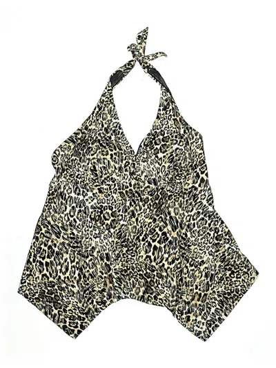 Pre-owned Swimsuits For All Swimsuit Top Gold Animal Print Pattern Swimwear