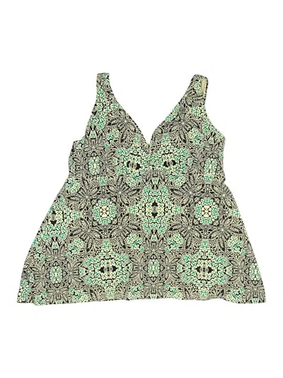 Pre-owned Swimsuits For All Swimsuit Top Green Paisley Pattern Swimwear