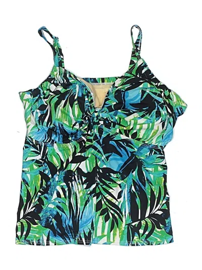 Pre-owned Swimsuits For All Swimsuit Top Green Tropical Pattern Swimwear