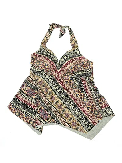 Pre-owned Swimsuits For All Swimsuit Top Ivory Paisley Pattern Swimwear In White